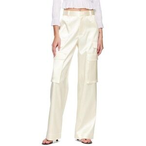 NEW Frame Relaxed Straight Cargo Pants in Off White Silky Pearl Material size 4